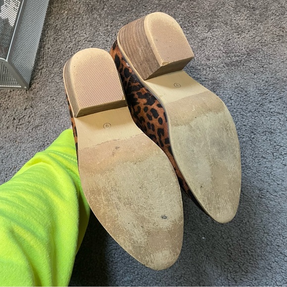 Nature Breeze Leopard Print Leather Block Heel V Cut Western Ankle Booties Sz 9 - Picture 6 of 8